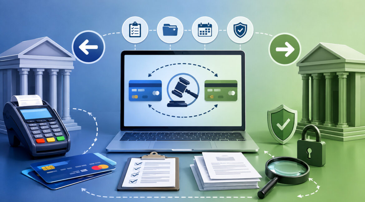 Chargeback records and processor migration workflow illustration